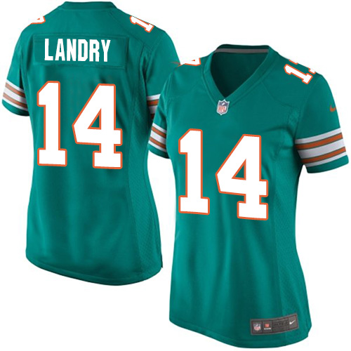 Women's Elite Jarvis Landry Nike Jersey Aqua Green Alternate - #14 NFL Miami Dolphins